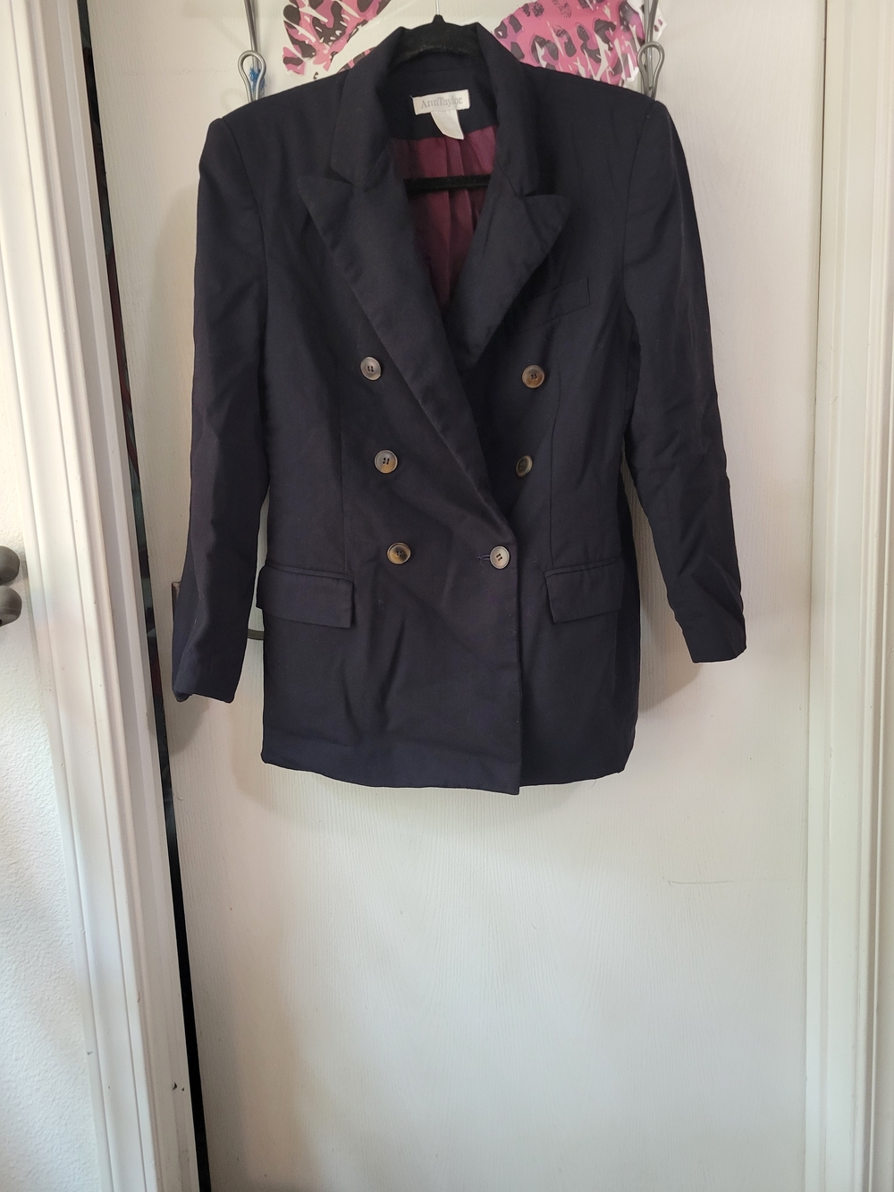Ann Taylor Double-Breasted Black Lined Blazer